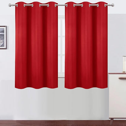 Blackout Curtains 38 x 54 inch/Bright Red Curtains Set of 2 Panels/Thermal by Lemomo