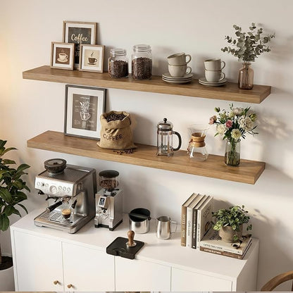 47in Floating Shelves for Wall, Wall Mounted Shelves for Decor Storage Set of 2 - Image 2