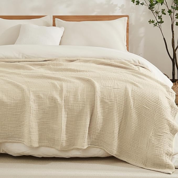 EMME Muslin Blankets for Adults Throw Blanket for Couch Breathable Gauze Soft - Image 2