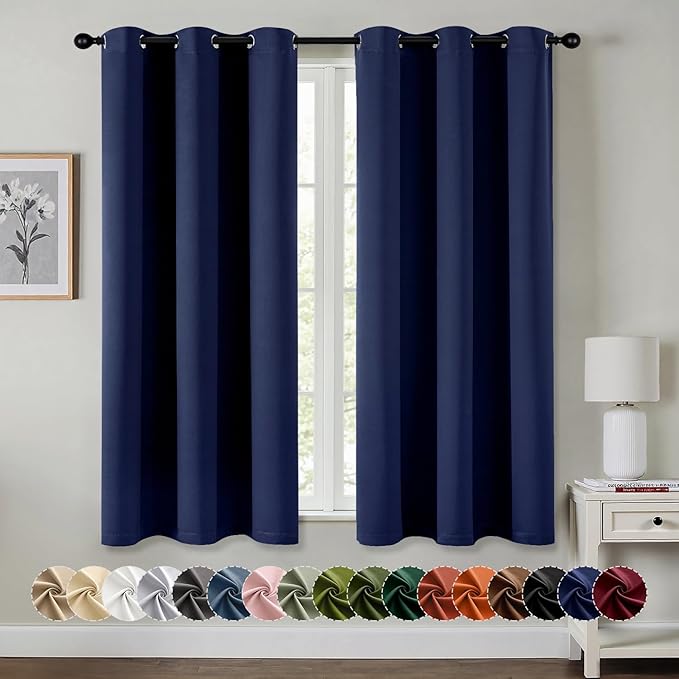 MIULEE Blackout Curtains for Bedroom 2 Panels 34 x 63 Inch Long Navy Blue | by MIULEE