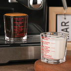 BCnmviku 2 PACK Red line Square Cup Espresso Shot Glasses Measuring Cup Liquid Heavy Glass for Baristas 2oz for Single Shot of Ristrettos