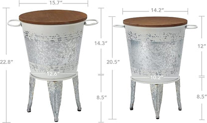 RUSTOWN Farmhouse Accent End Table, Rustic Antique Galvanized Side Coffee or - Image 3