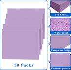 Zzrywuty File Folders with Pockets Letter Size, 50-Pack Paper Folders with Card Slot, Two Pocket Folders for School Students, Businessmen, Home and Office Workers（Purple）