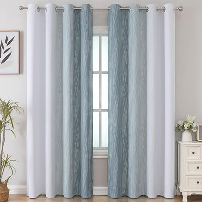 Stone Blue and Greyish White Blackout Curtains - Image 2