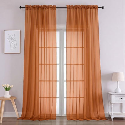 Orange Bedroom Curtains 2 Panel Sets 96 Inch Length, 59 Inch Extra Wide Light by OVZME