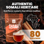 Shaah Authentic Somali Tea – 80 Cups,8.8 oz Organic Loose Leaf Black Tea with Somali Spices | Shaah Tea Blend with Ginger, Cinnamon, Cardamom & Cloves