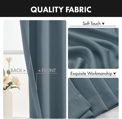 MIULEE 4-Panel 36 Inch Blackout Kitchen Tier Curtains Over Sink Grey Blue | - Image 8