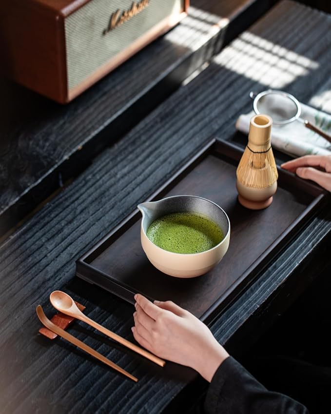 Artisan Matcha Whisk Set - 8 Pcs Premium Matcha Set with Bowl (Chawan), Bamboo Whisk & Tools | Matcha Kit for Making Breakfast/Latte | Gift for Matcha Lovers (Sunset Yellow)