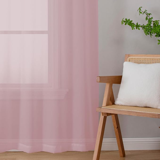 Chyhomenyc Sheer Valance Tiers Curtains 2 Panels, Elegant Light Filtering Rod - Image 4