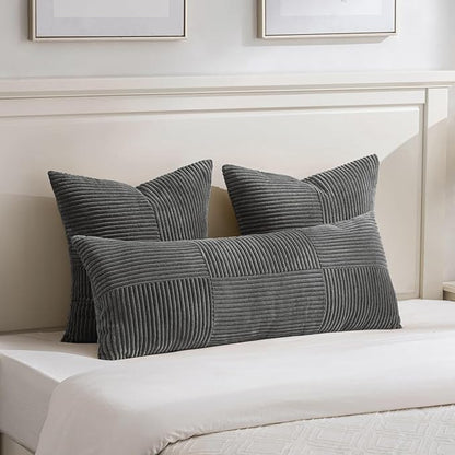 Fancy Homi 2 Packs Dark Gray Euro Decorative Throw Pillow Covers 26x26 Inch - Image 5