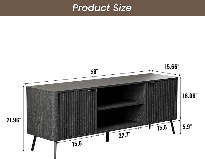 Fatmok TV Stand, Mid Century Entertainment Center - Image 2