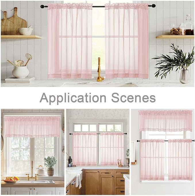 Cafe Curtains 36 Inch Length Tier 2 Pieces, Modern Soft Airy Sheer Kitchen - Image 6