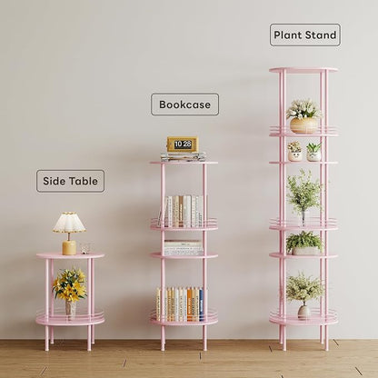 Pink Side Table Set of 2, Small Modern Round Side Table - Image 4
