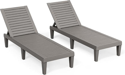 Outdoor Chaise Lounge Chairs Set of 2, 5-Position Adjustable Tanning Lounge by NBYSGO