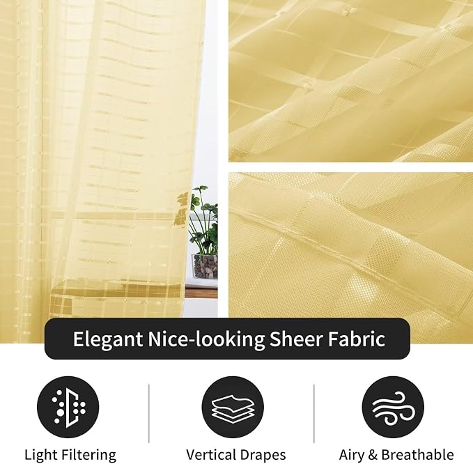 SpaceDresser Check Sheer Curtains 96 Inches Long - Image 4