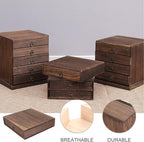 Zerodeko Wooden Tea Box Drawer, Vintage Tea Storage Box Holder, Coffee Sugar Bag Container for Home Office Packet Accessories