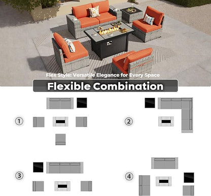 ovios 7 Pieces Patio Furniture Set, Outdoor Wicker Sectional Sofa - Image 7