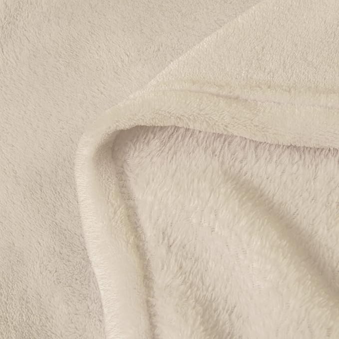 BEDELITE Fleece Blanket Soft Plush King Size Bed Blanket Beige 108"x90" | Ultra - Image 5