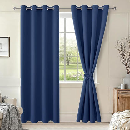 Blackout Curtains for Bedroom, 52 x 84 Inches Long, 2 Panels | Thermal by Hiasan
