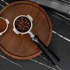 CrossCreek 58mm Espresso Double Spouts Portafilter with 2 Ear | Fits E61 | Flair/Rocket/Sanremo/Expobar etc. | Stainless Steel Basket and Solid Wood Handle | Espresso Accessories