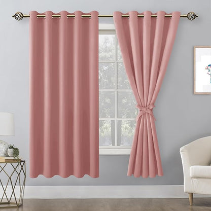 Blackout Curtains for Bedroom, 60 x 63 Inches Length Dusty Rose | Thermal - Image 8