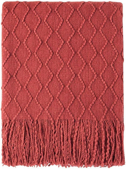 BOURINA Rust Throw Blanket 50x60 Inches Throw Textured Solid Soft Sofa Throw by BOURINA