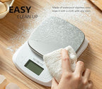 NUTRI FIT Food Kitchen Scale Digital Grams and Ounces Ultra Slim Scale Portable for Baking Cooking Camping Stainless Tare Auto Off Backlit Large LCD Display 11lb/5kg-White