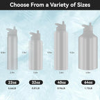 HASLE OUTFITTERS 32 oz Insulated Water Bottle Stainless Steel Double Walled Vacuum Sports Water Bottle with 2 Lids (Straw and Spout Lid) for Gym Camping Hiking(White,4)