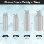 HASLE OUTFITTERS 32 oz Insulated Water Bottle Stainless Steel Double Walled Vacuum Sports Water Bottle with 2 Lids (Straw and Spout Lid) for Gym Camping Hiking(Black,4)