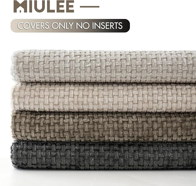MIULEE Decorative Chenille Lumbar Pillow Covers Neutral 12x20 Pack of 4 | Mid - Image 6