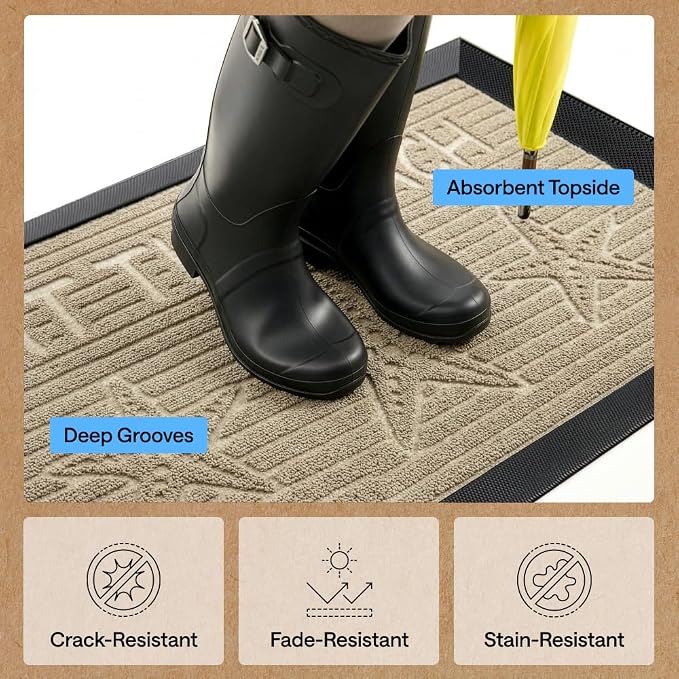 GORILLA GRIP 100% Waterproof All-Season WeatherMAX Doormat 35x23, US Designed - Image 5