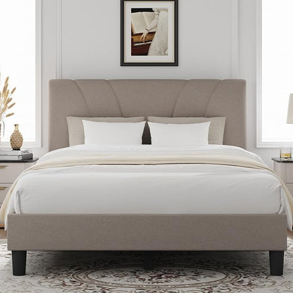 Novilla Queen Bed Frame with Headboard, Bed Frame Queen Size with Wood Slats by Novilla