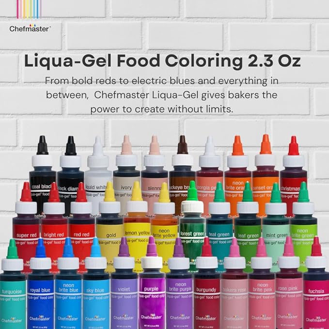Chefmaster Lemon Yellow Liqua-Gel® Food Coloring | Vibrant Color | Professional-Grade Dye for Icing, Frosting, Fondant | Baking & Decorating | Fade-Resistant | Easy-to-Use | Made in USA | 2.3 oz