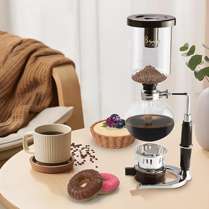 Amarine 5-Cup Tabletop Siphon Coffee Maker, 16 Ounce, Clear with Alcohol Burner (TCA-5)