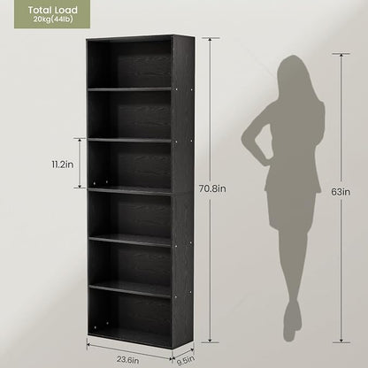 GRUSIGN 71" Tall 6-Tier Bookshelf, Large Open Display Bookcase - Image 2