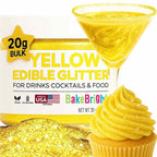Bulk 20g Yellow Edible Glitter for Drinks | Premium Edible Glitter for Cakes, Cocktails, Yellow Cake Decorating Decorations Food Grade, Vegan, Kosher, Halal, Gluten Free - Made in USA