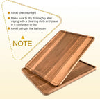 2 Pcs Acacia Wood Serving Tray, Rectangular Wooden Serving Platters Charcuterie Board, Large Wood Kitchen Display Tray for Food, Cookie, Dessert, Fruit, Snack, Vegetable, 16.6" x 12.6" x 0.6"