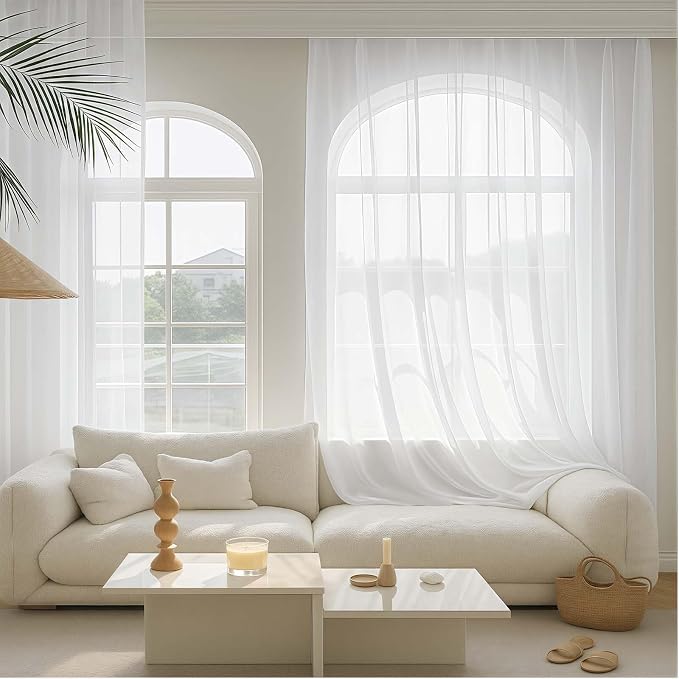 Extra Long Sheer White Curtains - Image 8