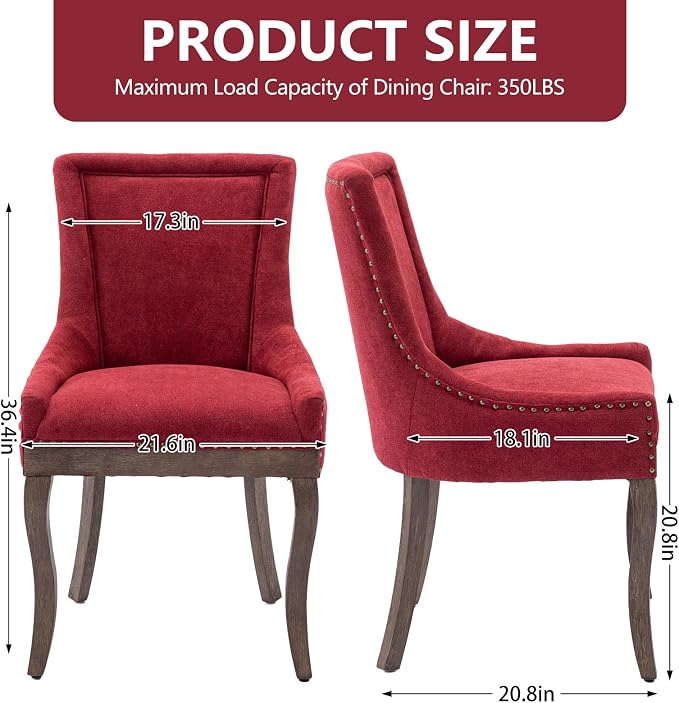 Modern Dining Chairs Set of 2, High Back Dining Chairs Side Chairs - Image 3
