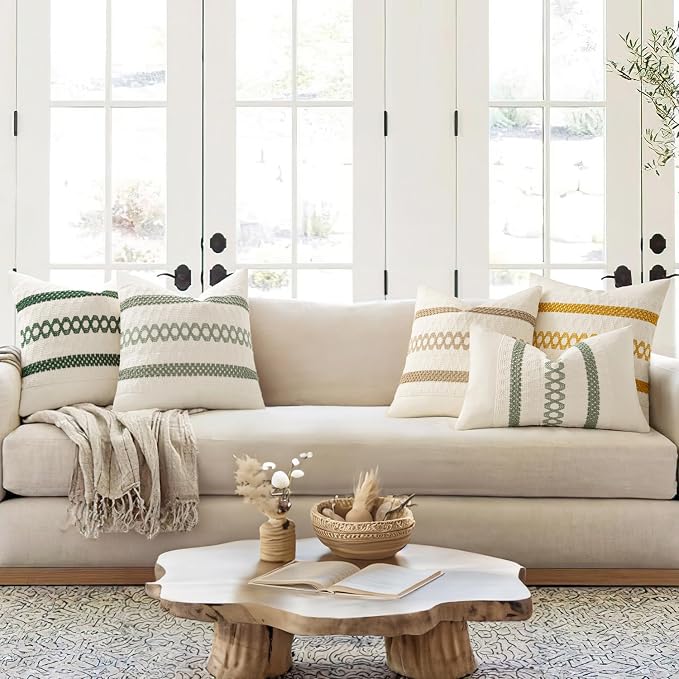 MIULEE Set of 2 Dark Green Boho Decorative Lumbar Pillow Covers 12x20 Inch | - Image 7