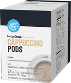 Happy Belly Light Roast Cappuccino Coffee Pods, Hazelnut Flavored, Compatible with K-Cup Brewers, 24 Count