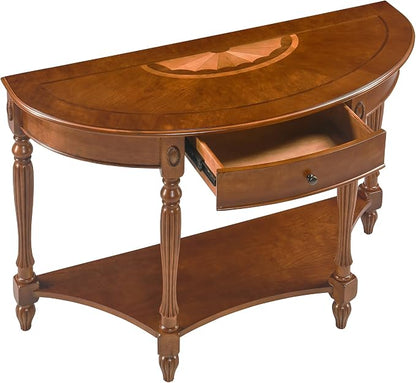 PADMA HOUSE Traditional Wood Semi-Circle Sofa Table - Image 4