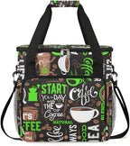 Green Start Your Day Coffee Coffee Maker Carrying Bag, Coffee Machine Travel Storage Bag Compatible with K-Mini or K-Mini Plus, Portable Single Serve Coffee Brewer Case with Pockets for K-Cup Pods