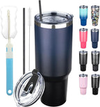 40 oz Tumbler with Lids and Straws, Stainless Steel Insulated Coffee Tumbler, Double Wall Vacuum Insulated Travel Mug Cup, Leakproof Thermal Coffee Cup for Hot and Cold Drinks (Indigo Black)