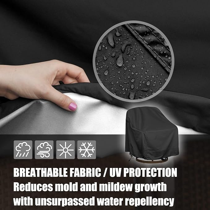 Outdoor Swivel Lounge Chair Cover, Fits to Lawn Patio Chairs, 420D - Image 4