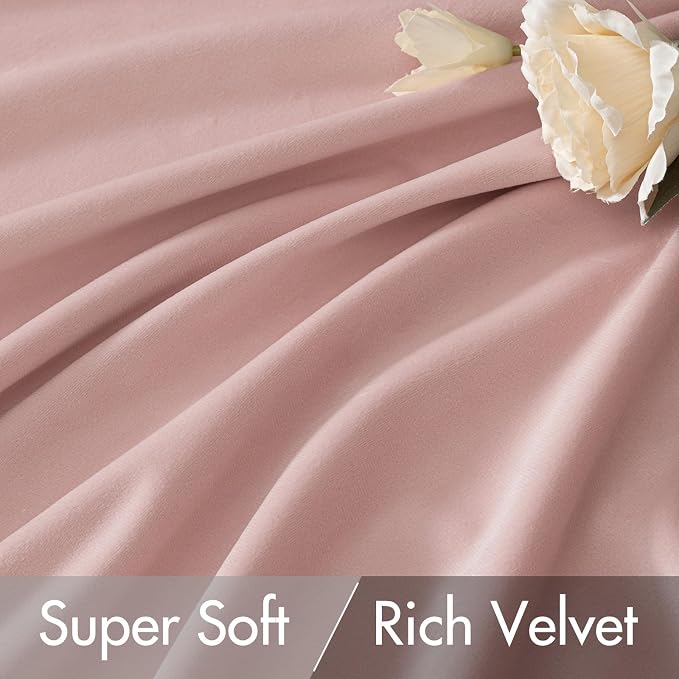 MIULEE Light Pink Velvet Curtains 52x108 inches Luxury Blackout Curtains | - Image 4
