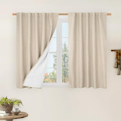 100% Blackout Short Linen Curtains by LAMIT