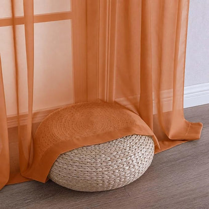 Sheer Orange Curtains 108 Inches Long 2 Panels Set, 59 Inch Extra Wide - Image 6