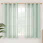 YoungsTex Light Green Linen Semi Sheer Curtains 45 Inch Length, Short Drapes by YoungsTex