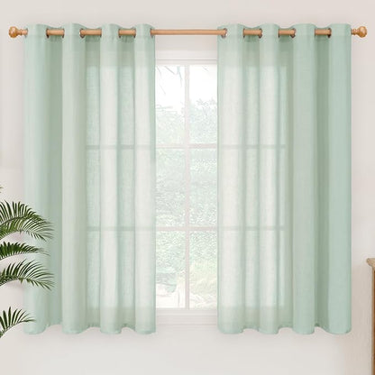 YoungsTex Short Linen Sheer Curtains 54 Inch Length by YoungsTex